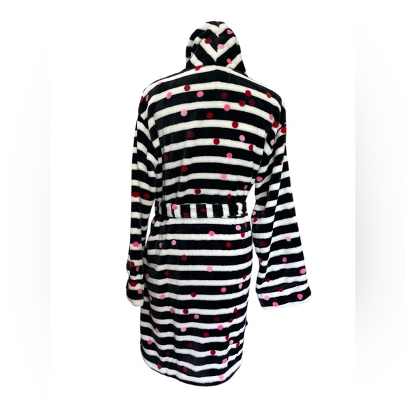 Kate Spade NY Polka Dot Striped Fleece Robe Size M - Picture 4 of 12